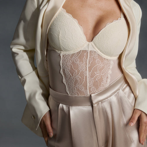 Lace Lift Up Teddy Ecru